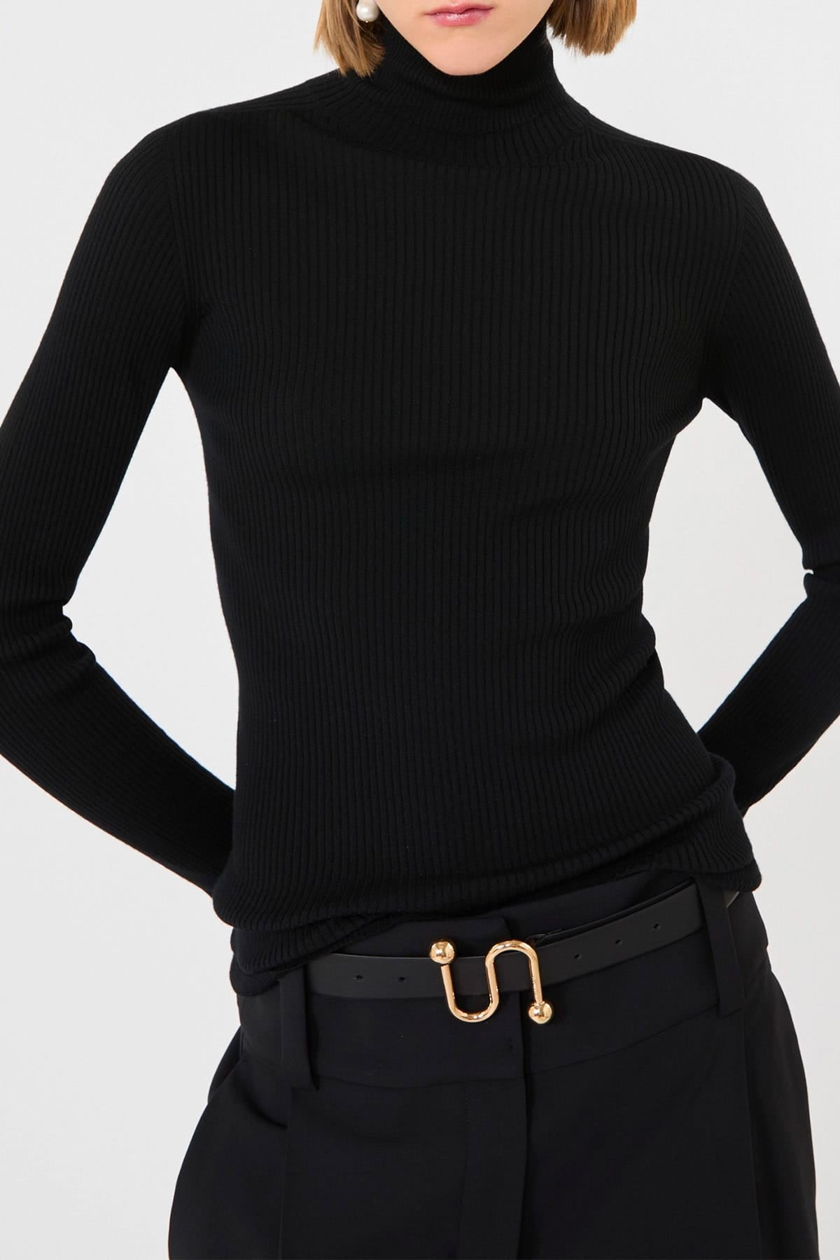 Maglia in lana aderente nera donna Sportmax Spxcentro