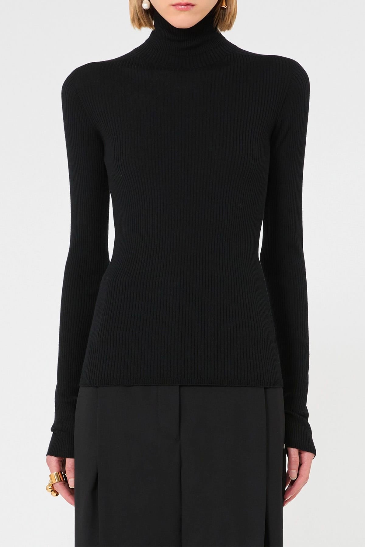 Maglia in lana aderente nera donna Sportmax Spxcentro