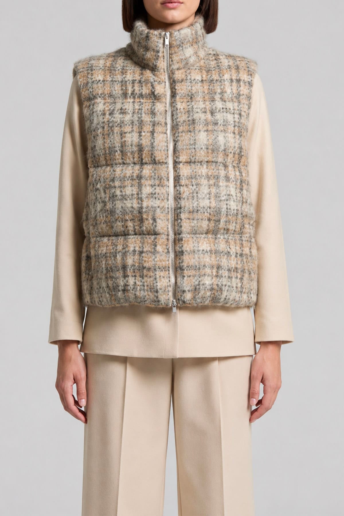 PESERICO GILET  BEIGE POLVERE DI STELLE STAMPATO / 36 Gilet imbottito donna Peserico beige cardato A03476
