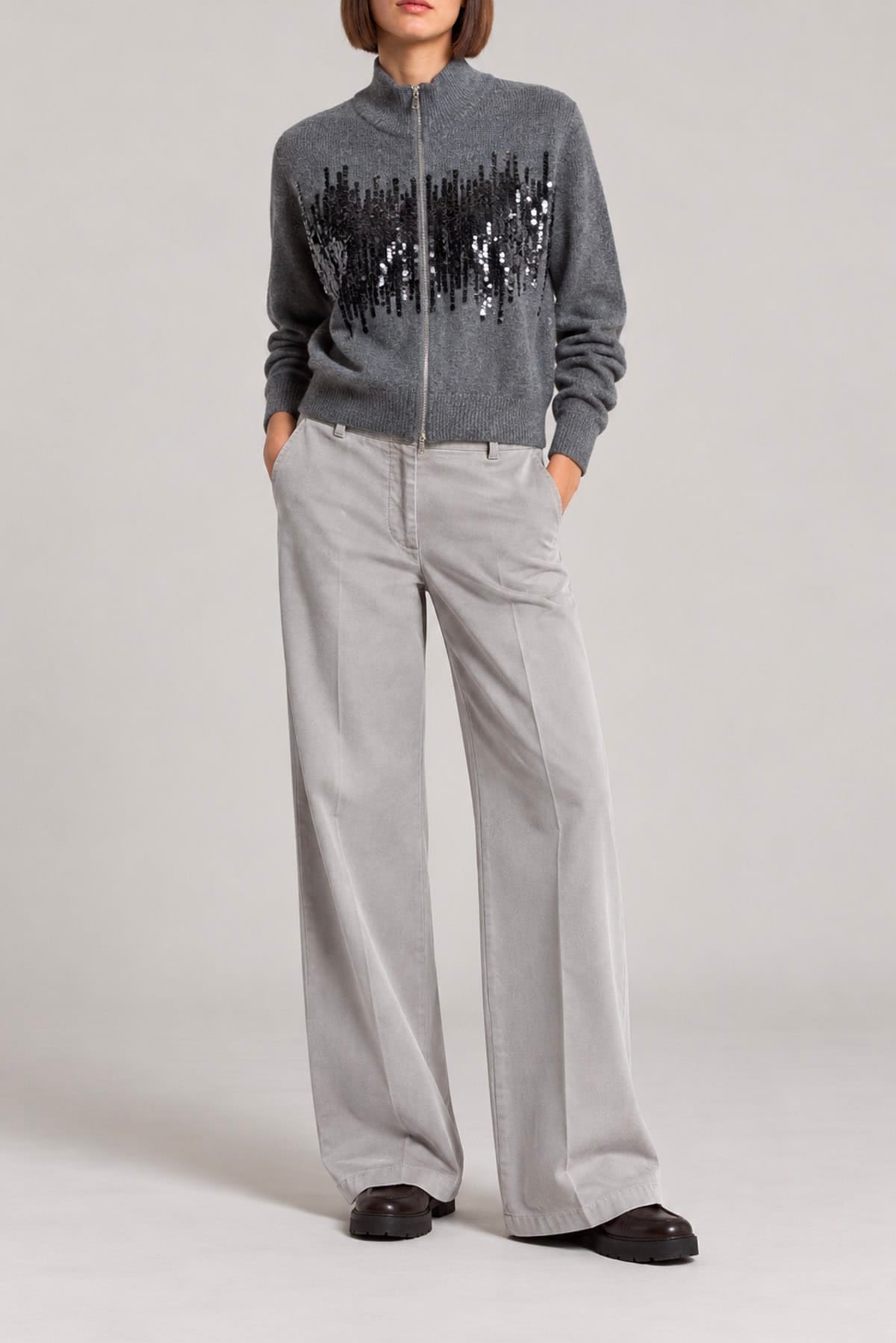 Pantalone elegante donna in gabardina di cotone Peserico A04812T3