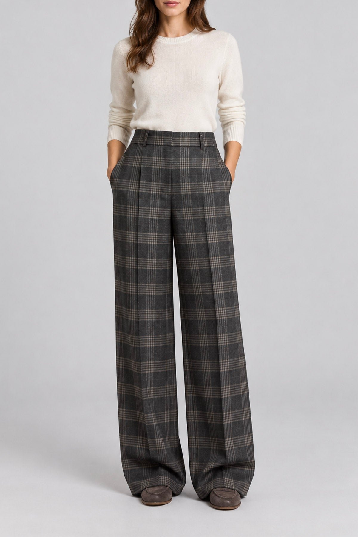 Pantaloni donna check peserico in flanella A04335