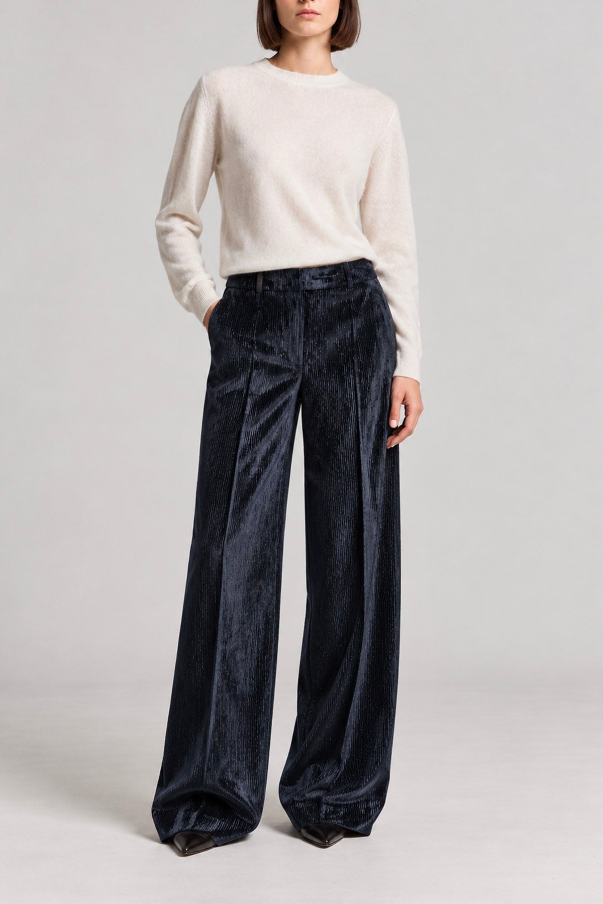 Pantaloni over donna blu Peserico A04835