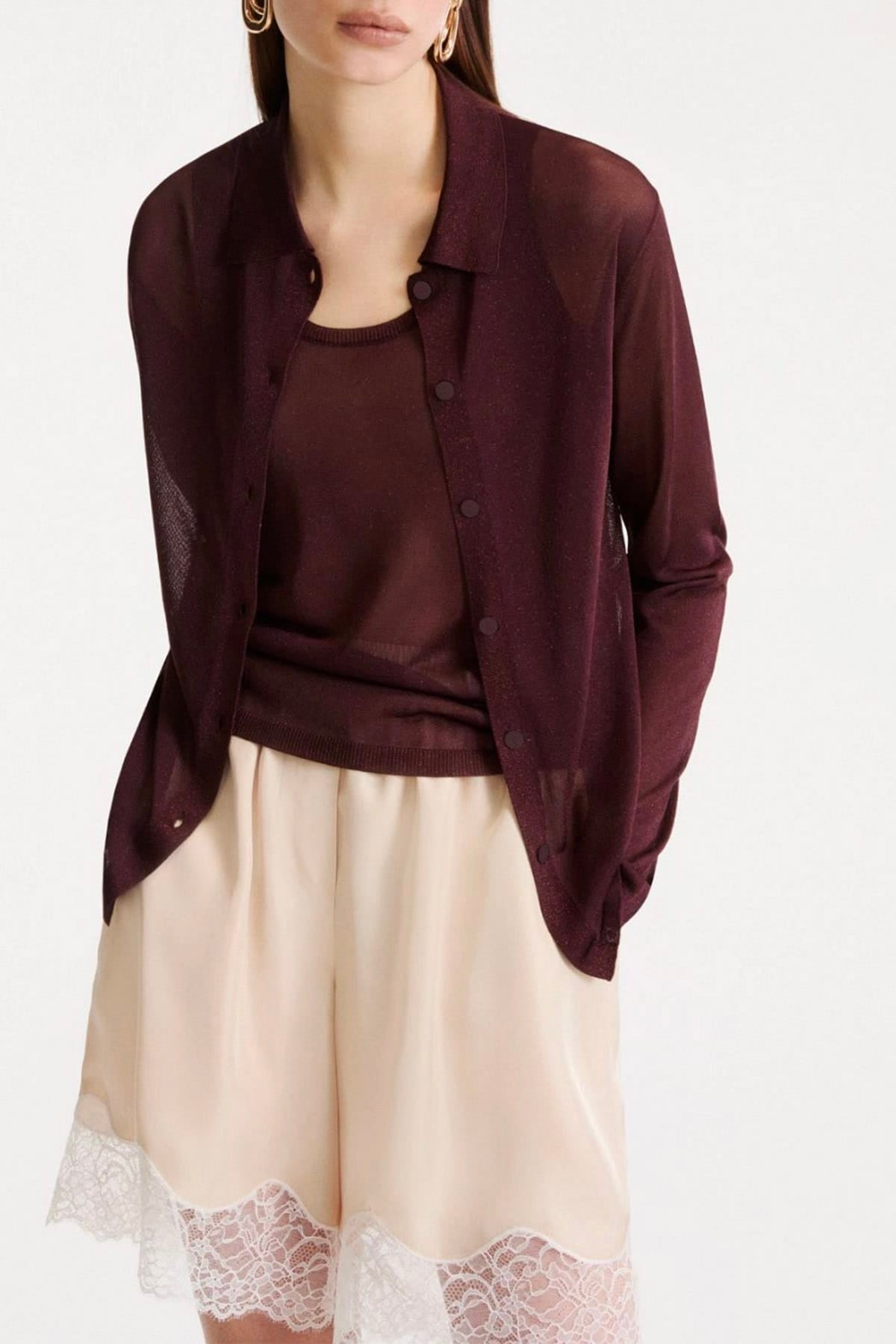 Cardigan in maglia donna bordeaux Marella Mlscosa