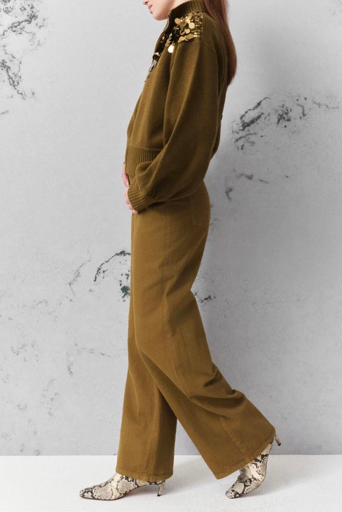 MARELLA PANTALONE LUNGO  VERDE OLIO / 34 Pantaloni in drill di cotone Marella Mllzaffo