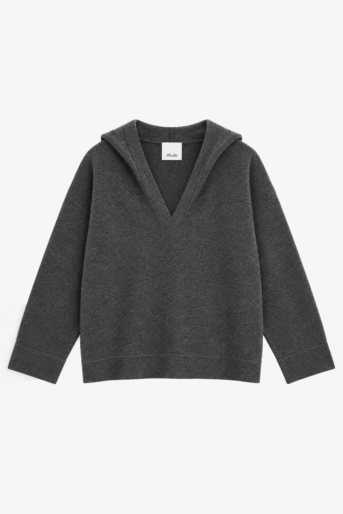 ALLUDE FELPA  GRIGIO SCURO / XXS felpa in maglia con cappuccio donna Allude grigio antracite 266/27723