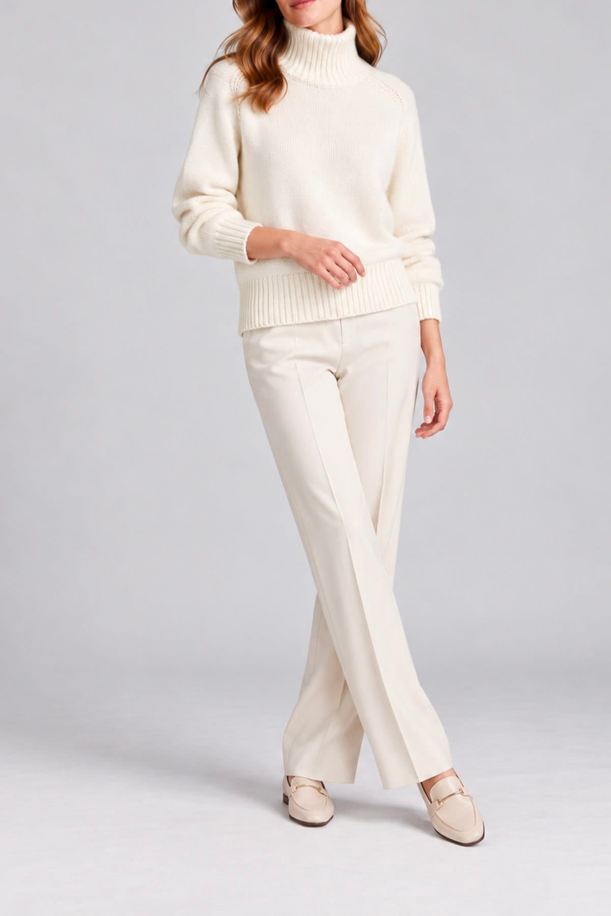 ALLUDE MAGLIA-CANOTTIERA-TOP  PANNA / XXS Maglia a collo alto in cashmere donna Allude 265/11181