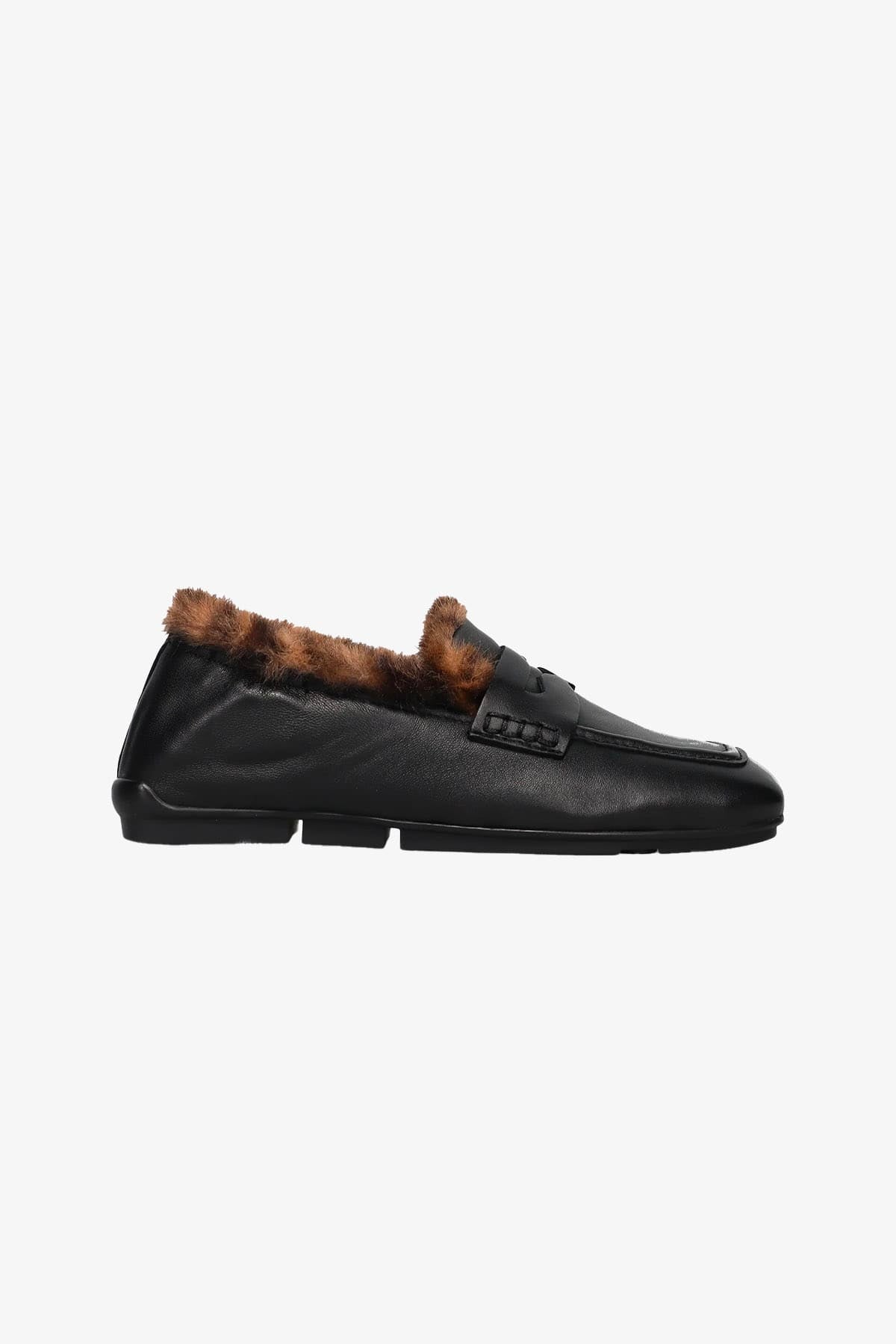 ASH SNEAKERS NAPPA BLACK FAKE FUR LEO / 35 Mocassino foderato leo donna Ash Barkley