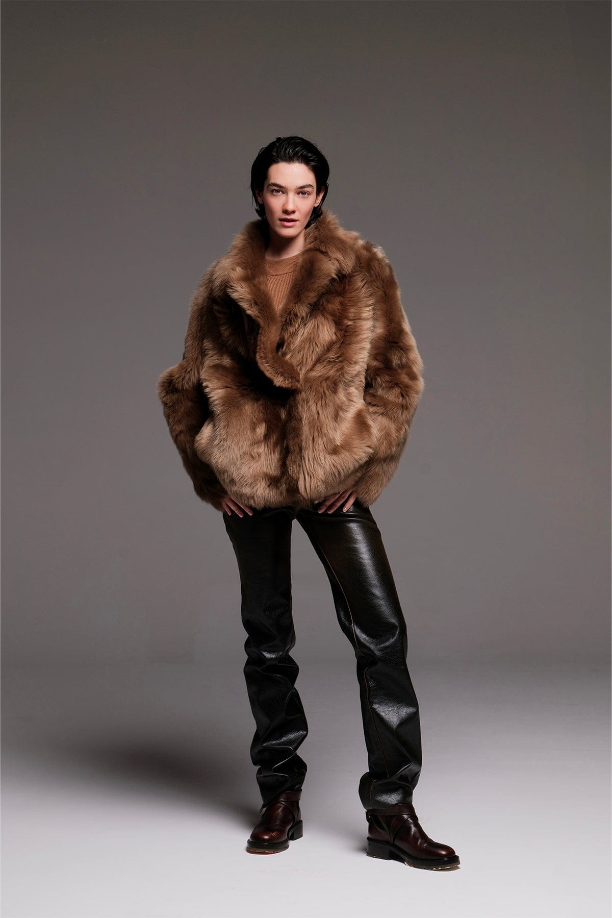 BLANCHA GIACCONE  MASTICE / 38 Giacca montone a pelo lungo donna Blancha Toscana