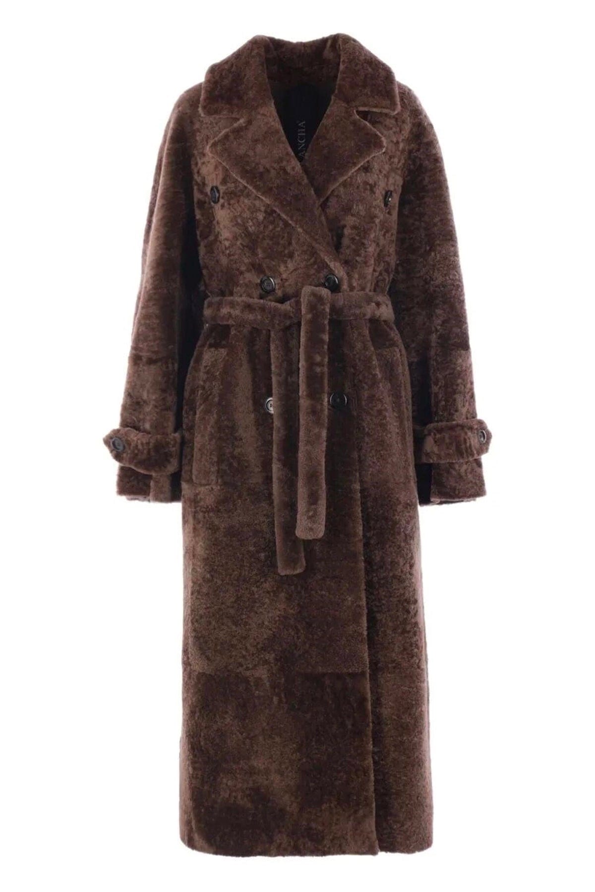 BLANCHA MANTELLO-MANTELLA  FANGO / 38 Montone lungo donna Blancha color fango Menirillo