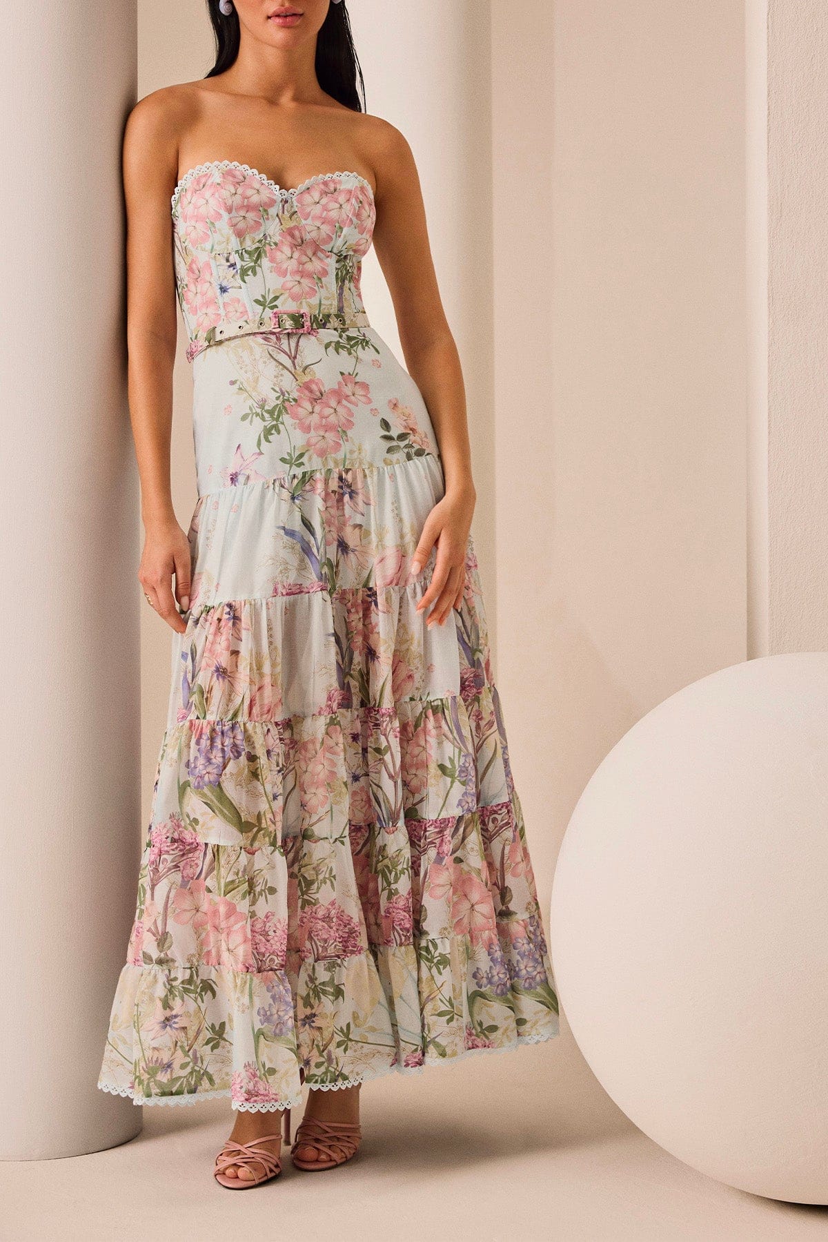 CHARO RUIZ ABITO  AZZURRO BOTANICO / XXS Long Dress Danny Charo Ruiz