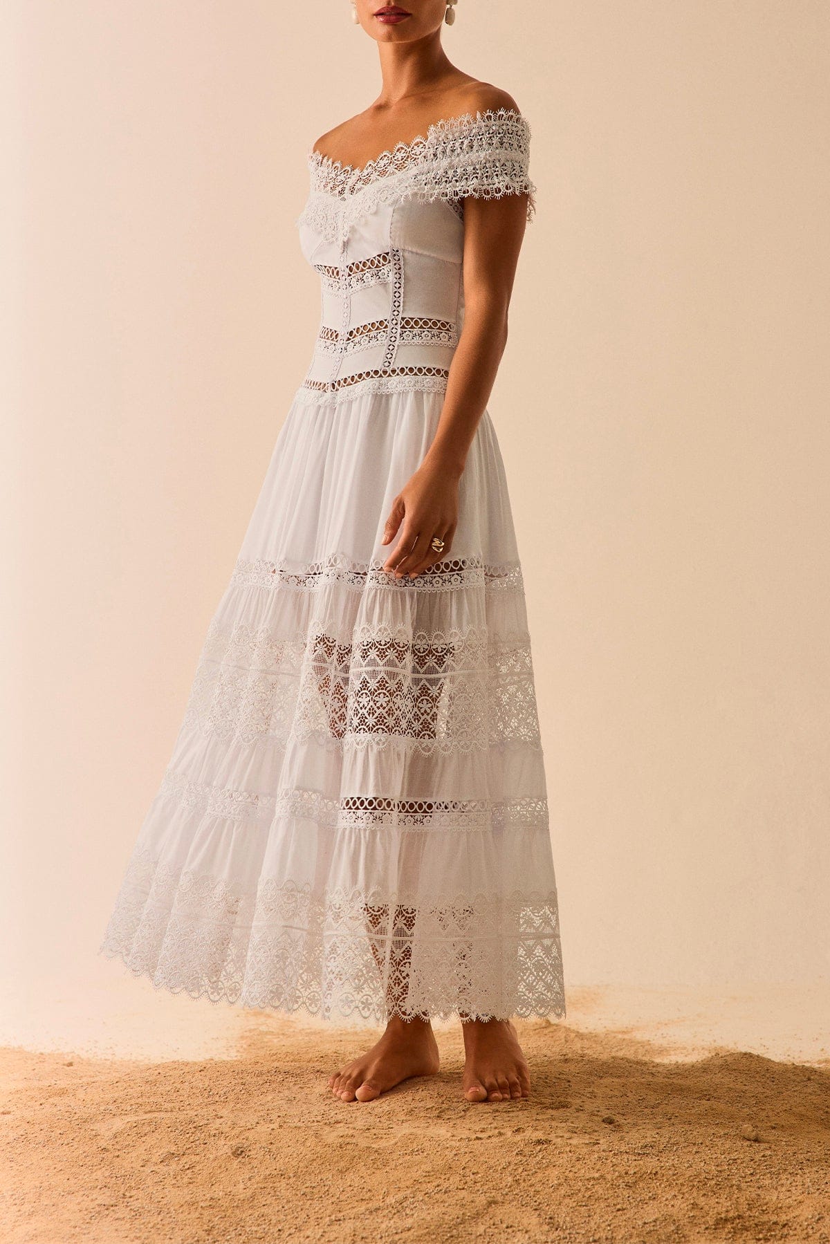 CHARO RUIZ ABITO  BIANCO / XXS Long Dress Amaira Charo Ruiz