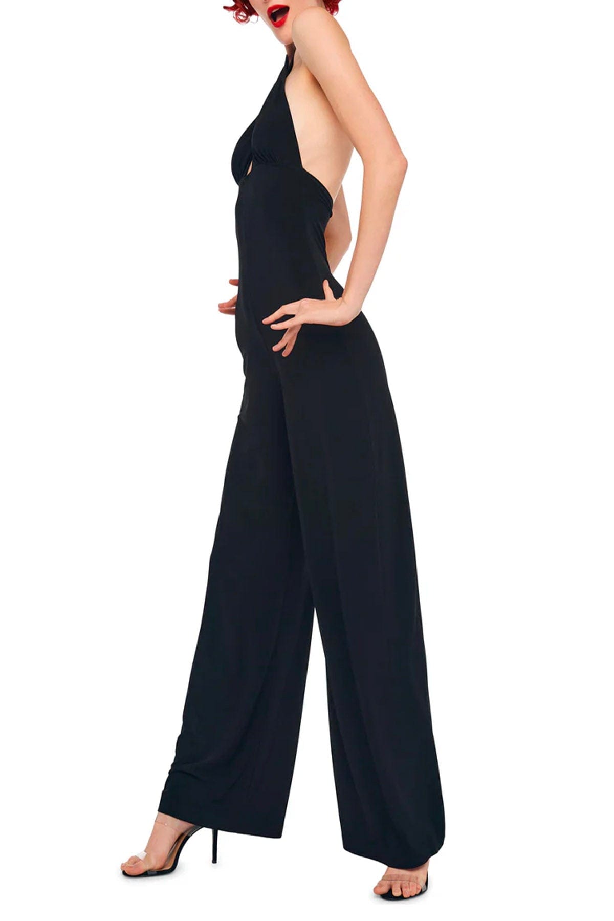 Colzani Boutique TUTA SALOPETTE  NERO / XXS Cross halter straight leg jumpsuit Norma Kamali