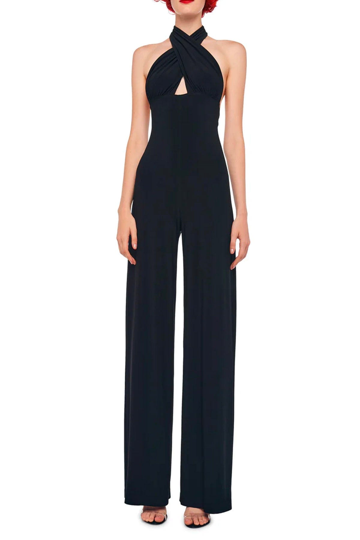 Colzani Boutique TUTA SALOPETTE  NERO / XXS Cross halter straight leg jumpsuit Norma Kamali