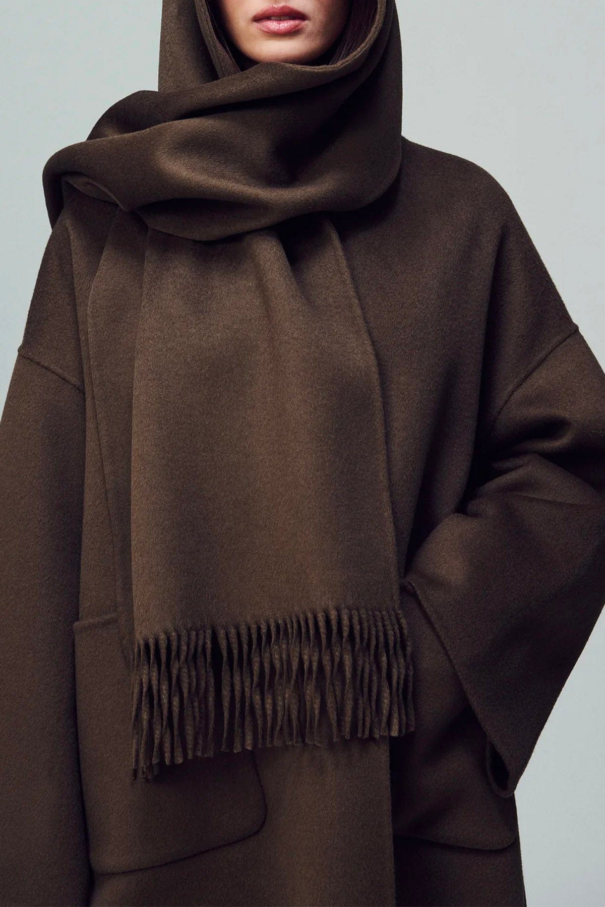 DYNAMIS STUDIO FOULARD-SCIARPA-NASTRO  MARRONE / UNICA Sciarpa marrone con frange The Dynamis Studio Lyon