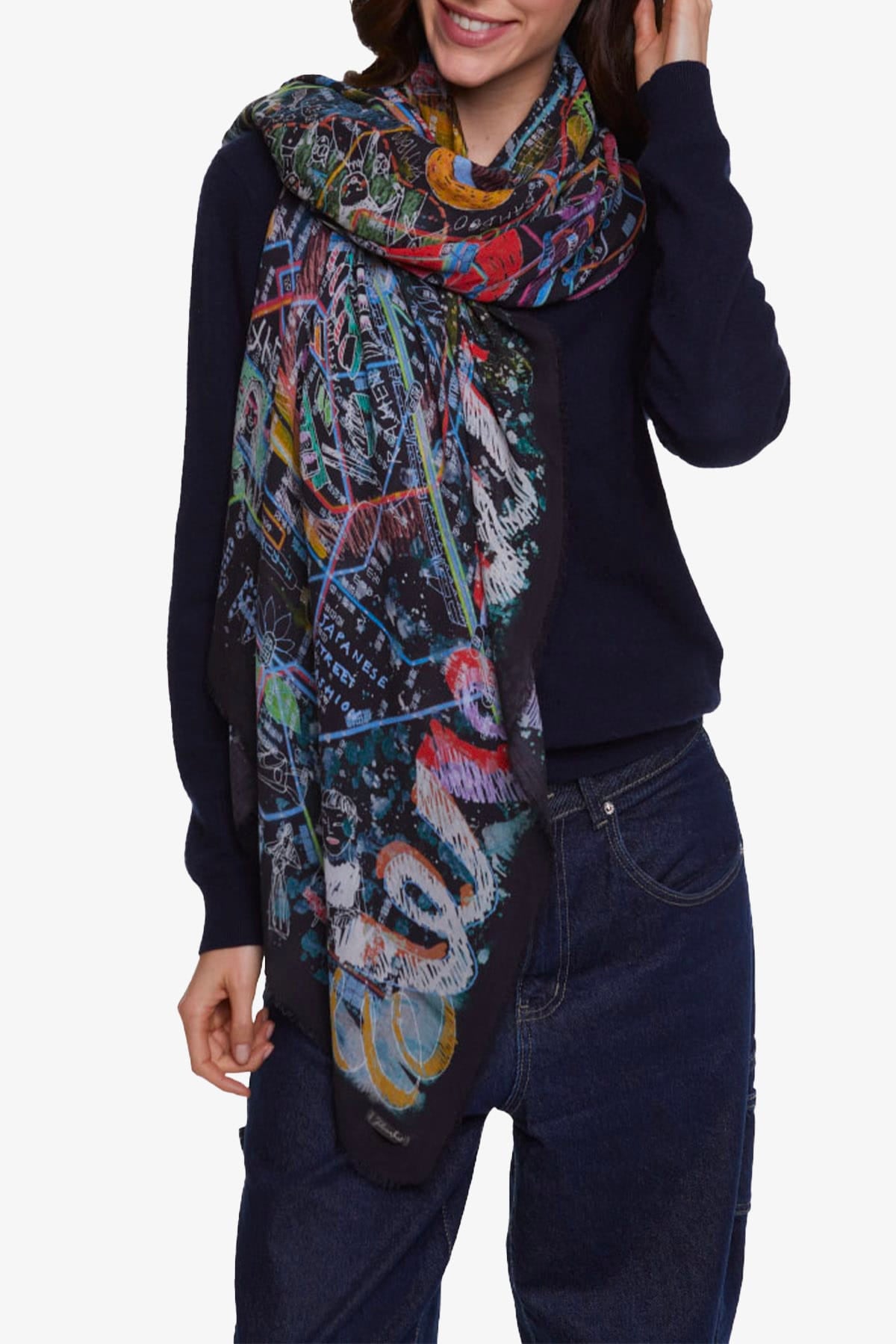 FALIERO SARTI FOULARD-SCIARPA-NASTRO  STAMPA / UNICA Stola stampata Faliero Sarti Art in Japan