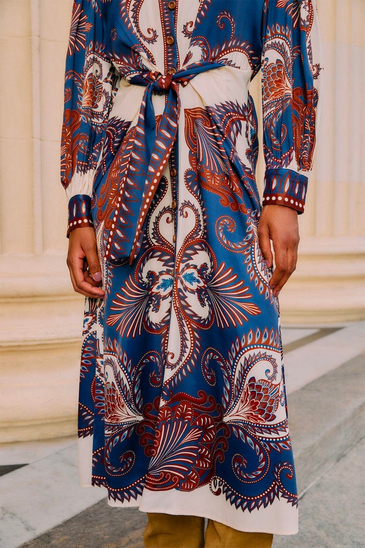 FARM RIO ABITO  BLU / XXS Arabesque scarf blue midi dress Farm Rio