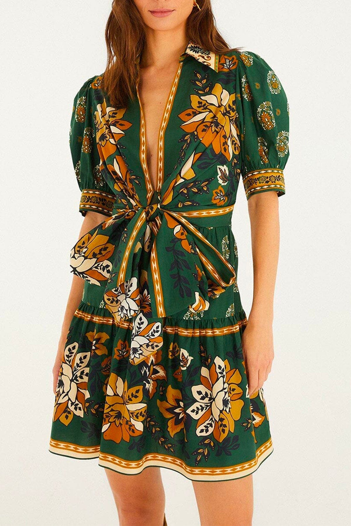 FARM RIO ABITO  Ayala green midi dress Farm Rio