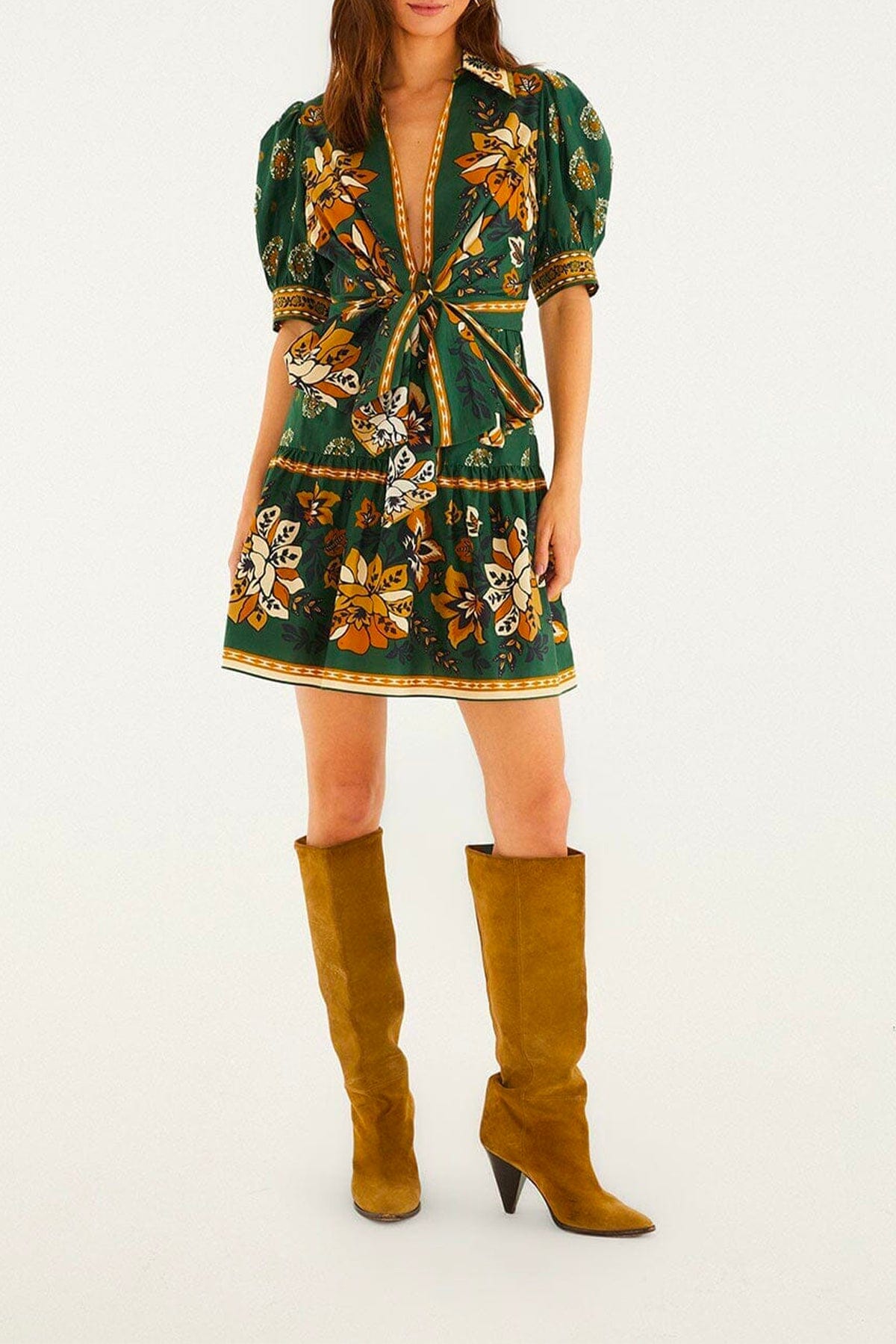 FARM RIO ABITO  Ayala green midi dress Farm Rio