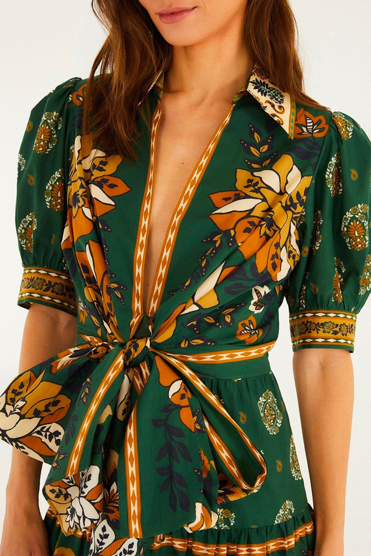 FARM RIO ABITO  Ayala green midi dress Farm Rio