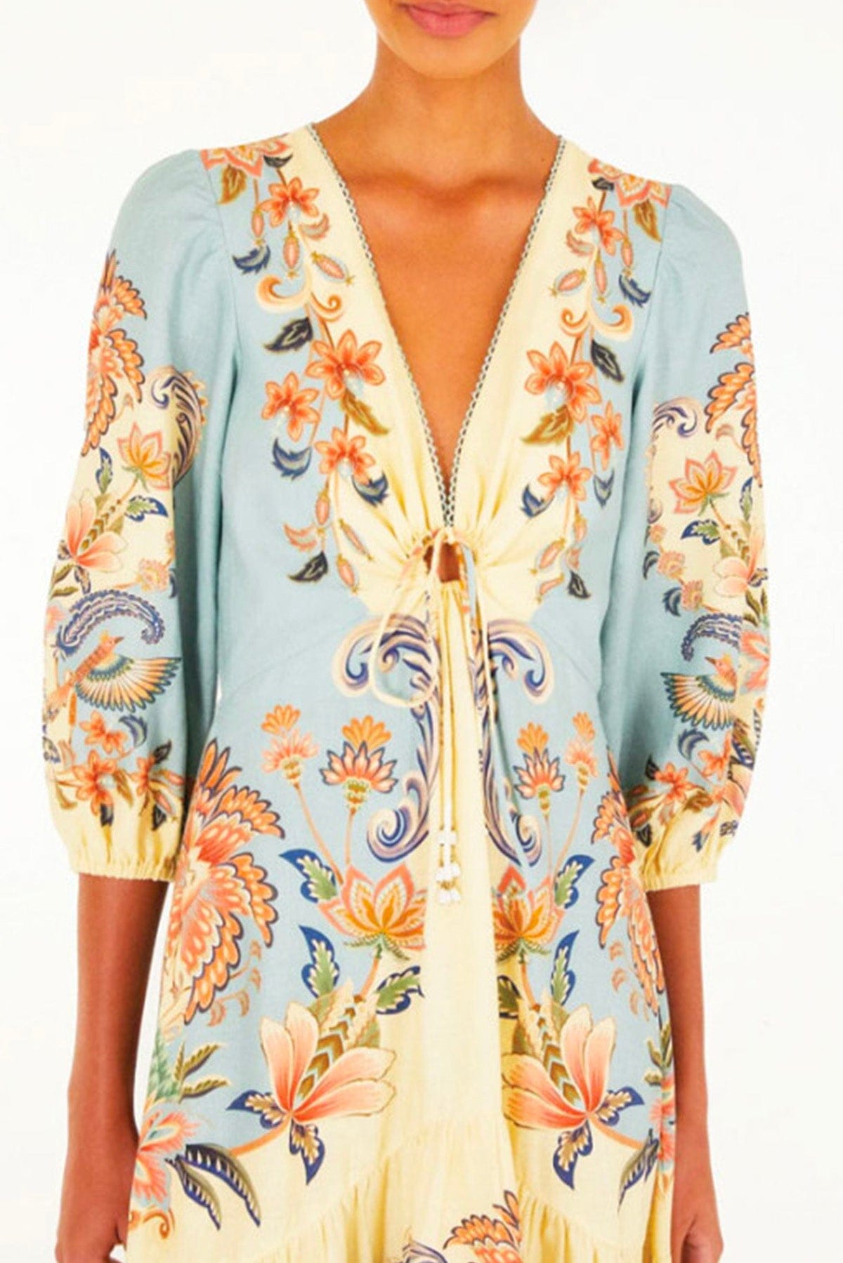 FARM RIO ABITO  Boho beauty butter maxi dress Farm Rio