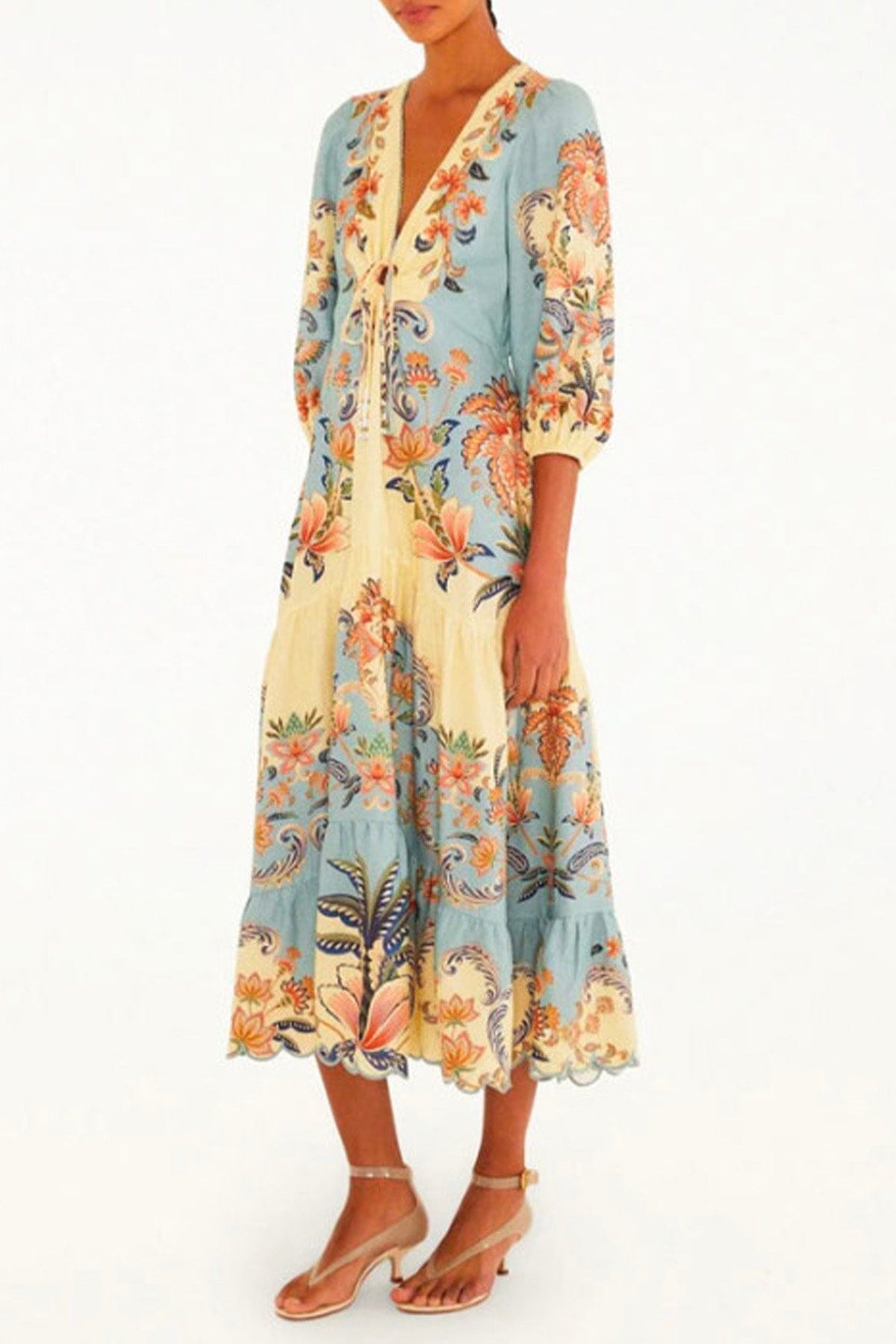 FARM RIO ABITO  Boho beauty butter maxi dress Farm Rio