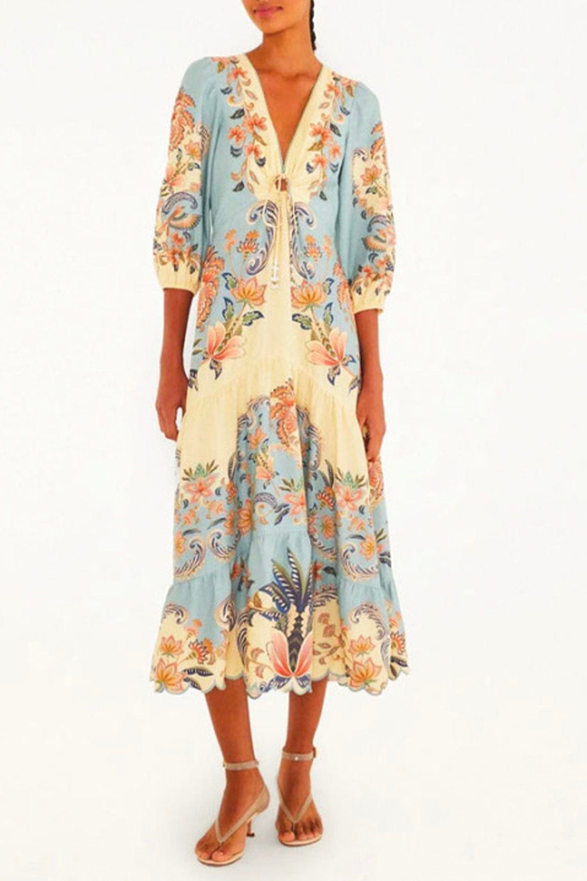 FARM RIO ABITO  BUTTER / XXS Boho beauty butter maxi dress Farm Rio
