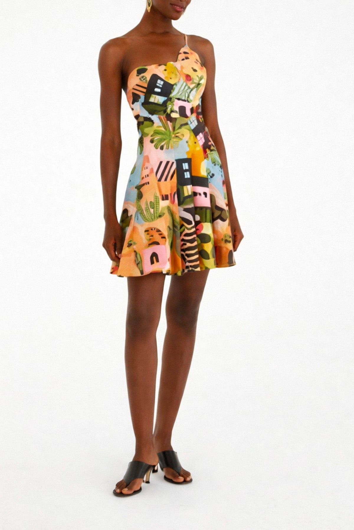 FARM RIO ABITO  COLORE 26098 / XXS Tropical painting multicolor mini dress Farm Rio