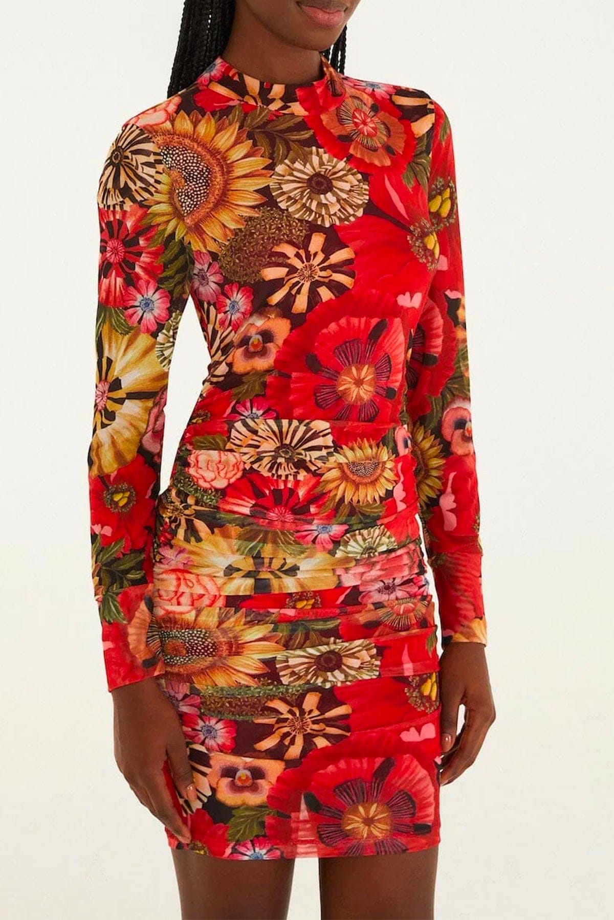 FARM RIO ABITO  FIORATO / XXS Flowershop mini black tulle mini dress Farm Rio