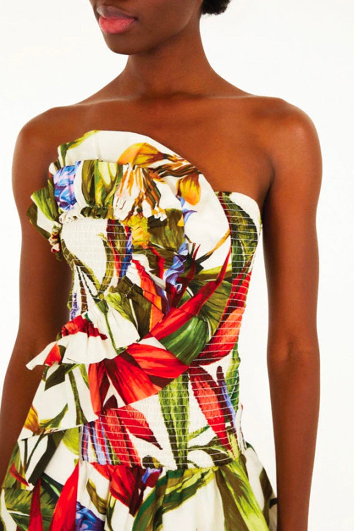 FARM RIO ABITO  Florart sand strapless maxi dress Farm Rio