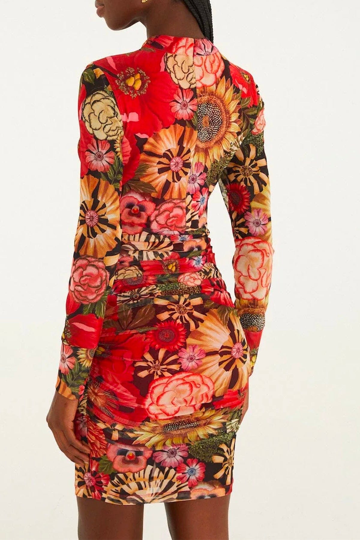FARM RIO ABITO  Flowershop mini black tulle mini dress Farm Rio