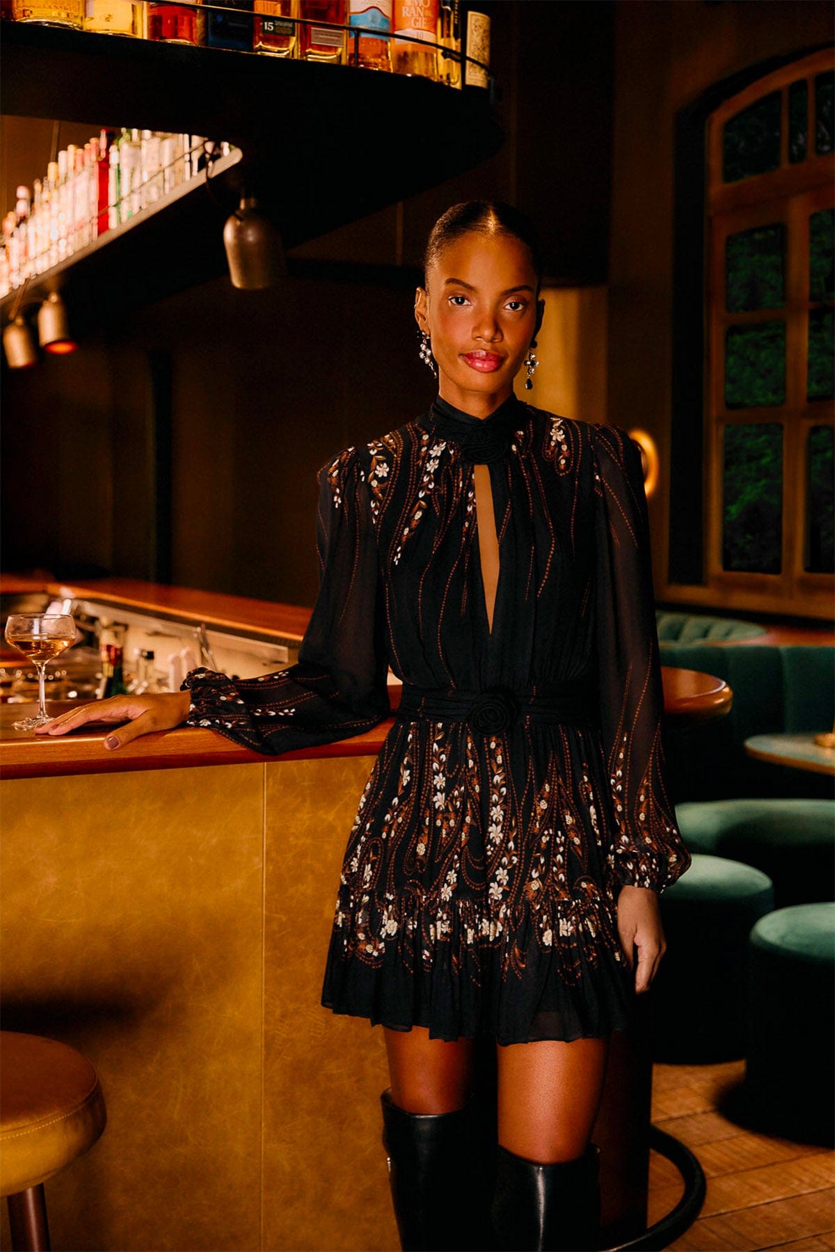 FARM RIO ABITO  FONDO NERO / XXS Vestito con paillettes nero donna Farm Rio