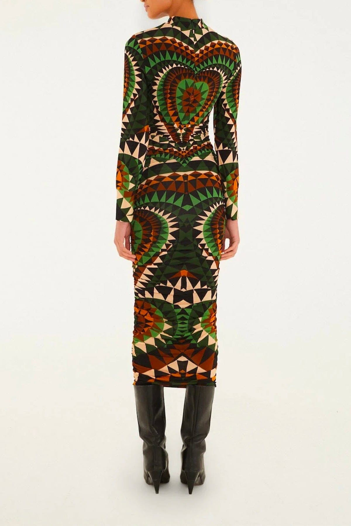FARM RIO ABITO  Heart deco green jersey midi dress Farm Rio