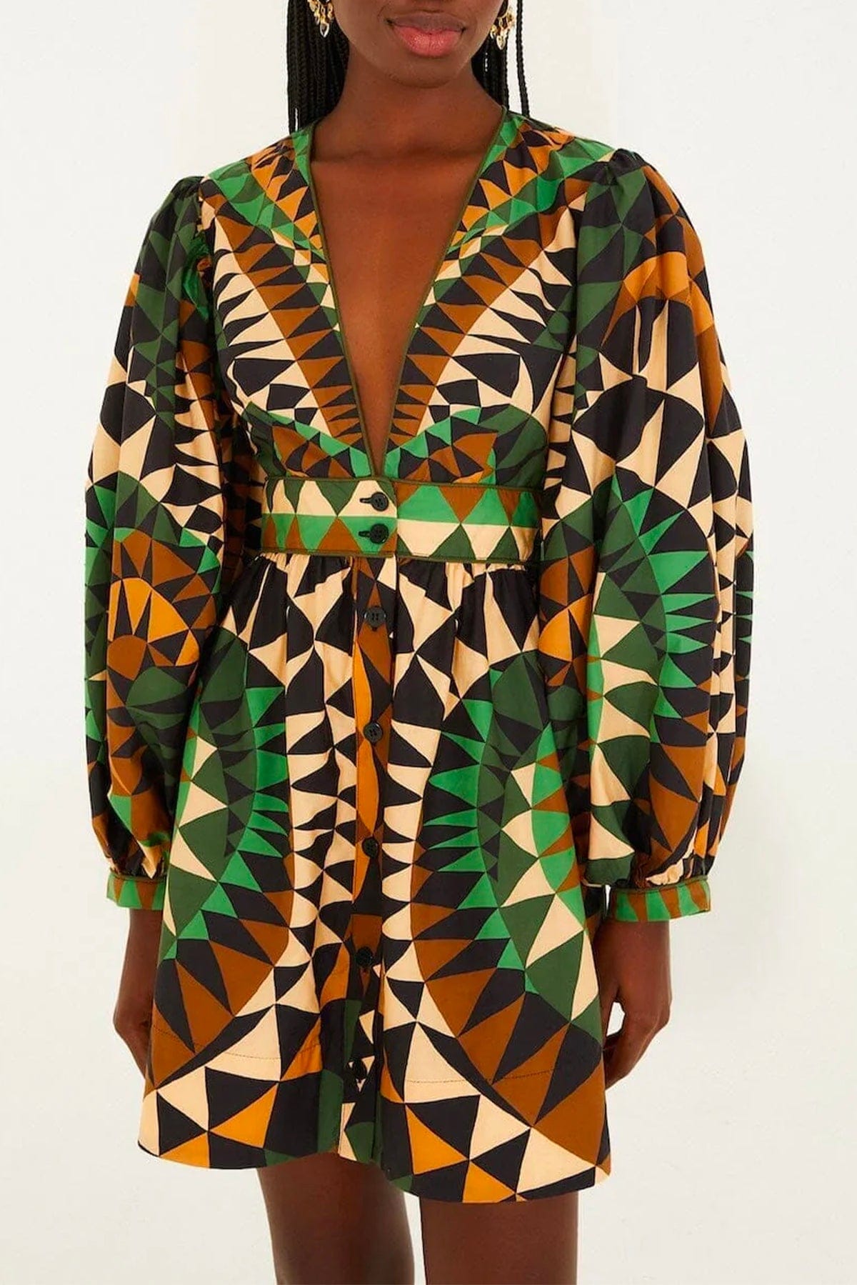 FARM RIO ABITO  Heart deco green mini dress Farm Rio