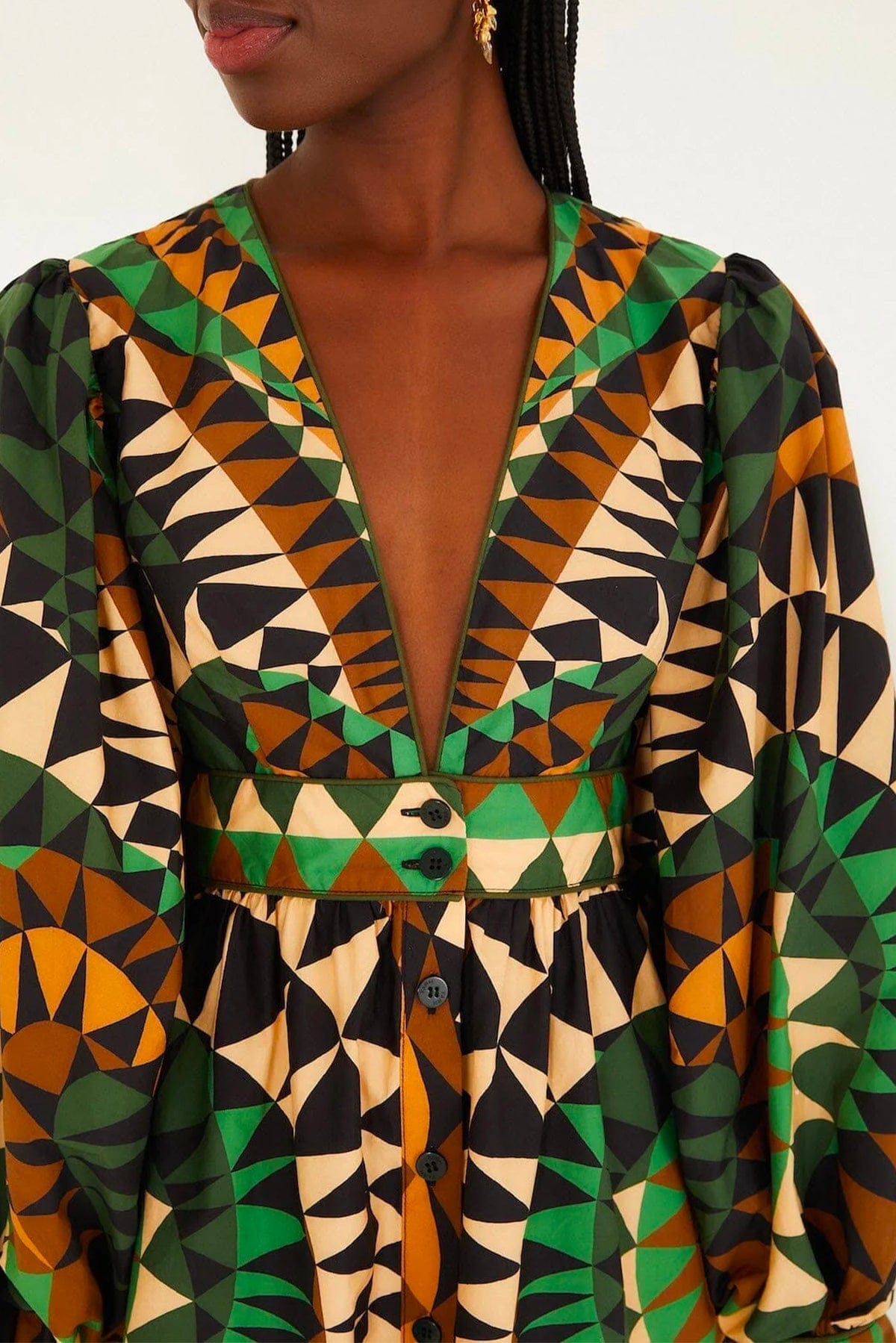 FARM RIO ABITO  Heart deco green mini dress Farm Rio