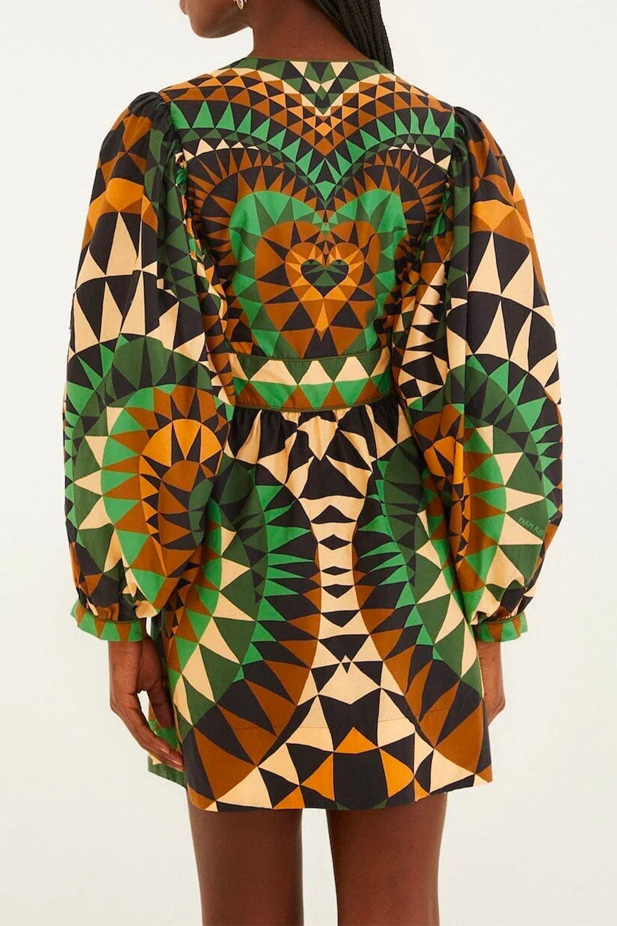 FARM RIO ABITO  Heart deco green mini dress Farm Rio