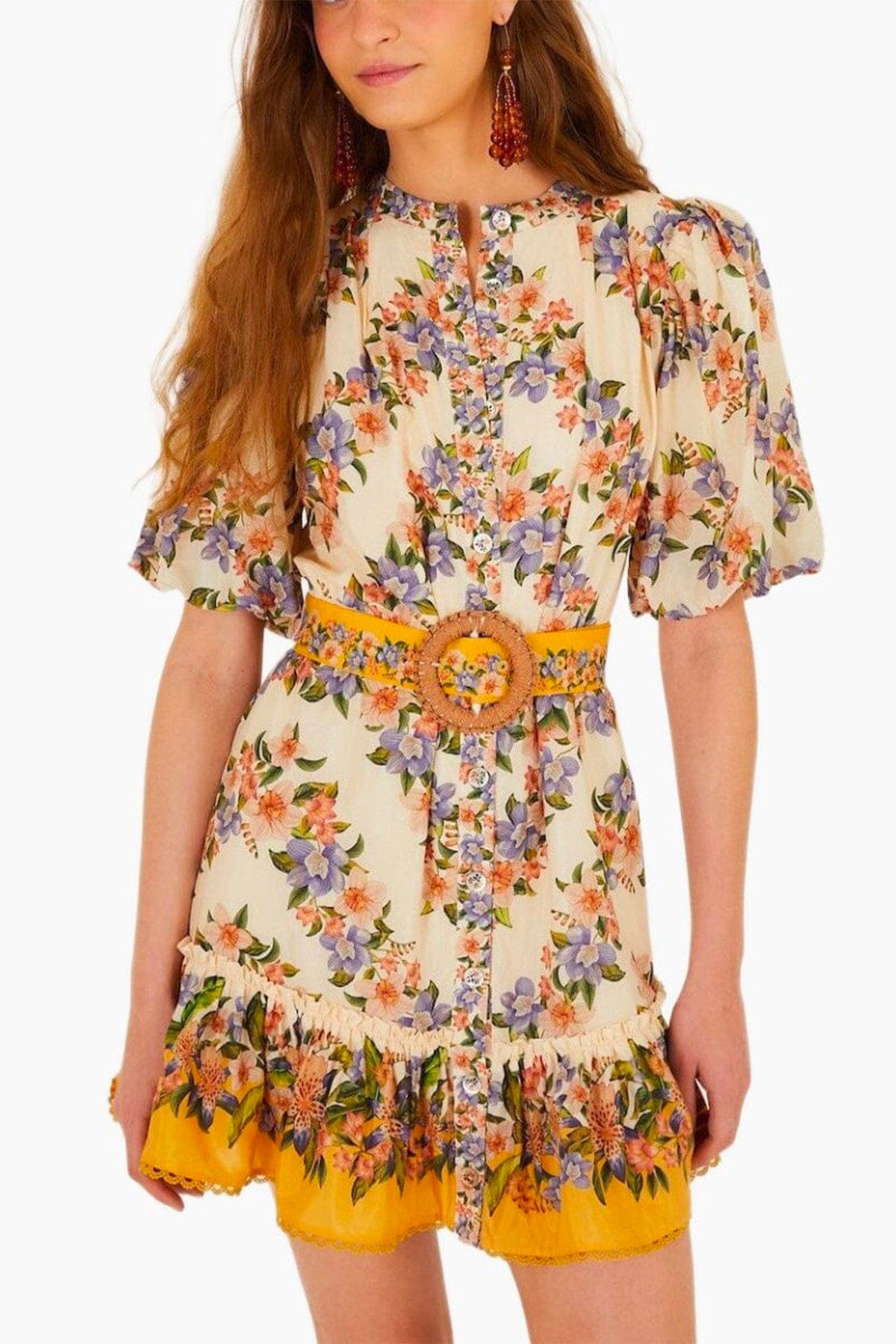 FARM RIO ABITO  Hilo stripes sand mini dress Farm Rio