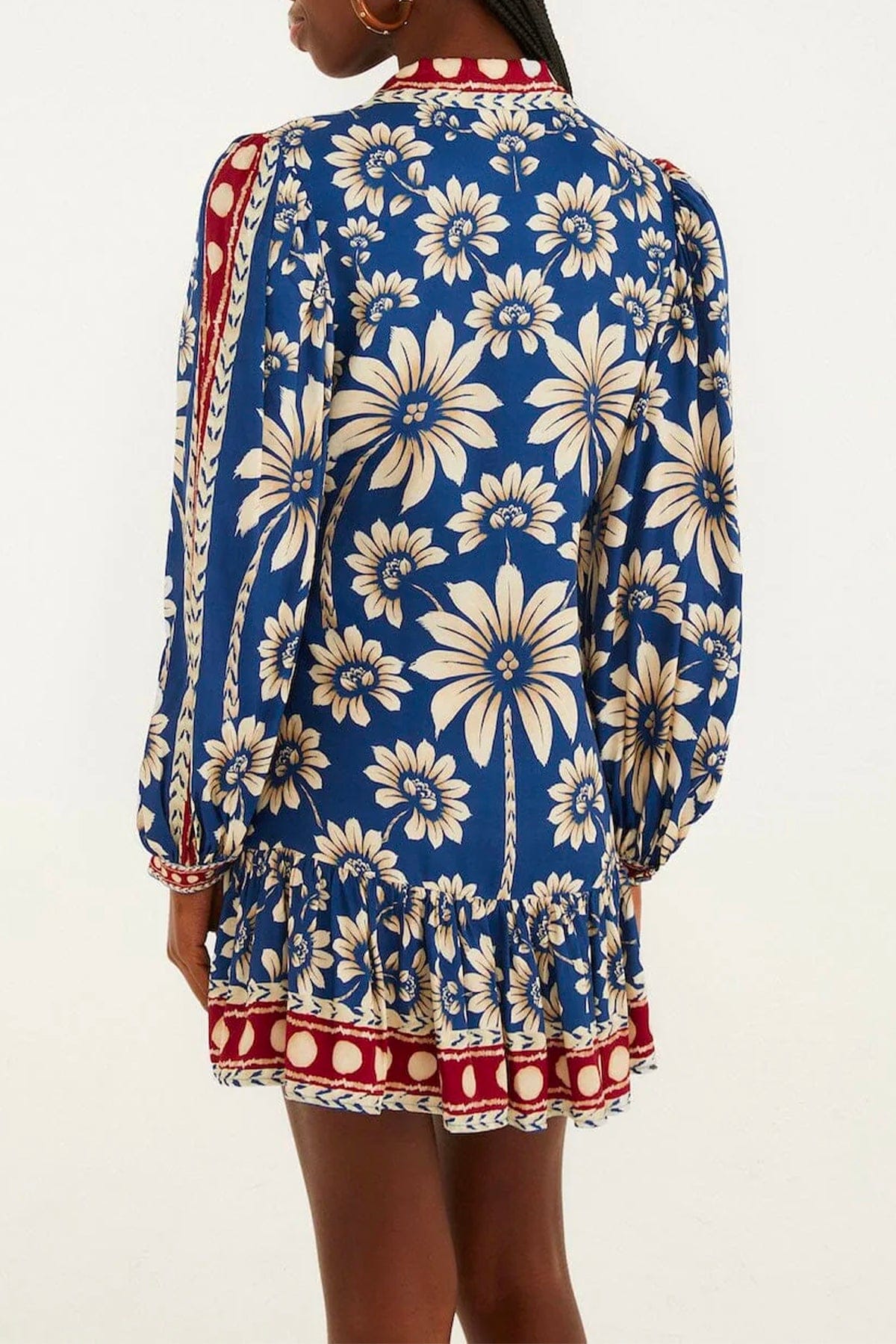 FARM RIO ABITO  Luna blue long sleeve mini dress Farm Rio