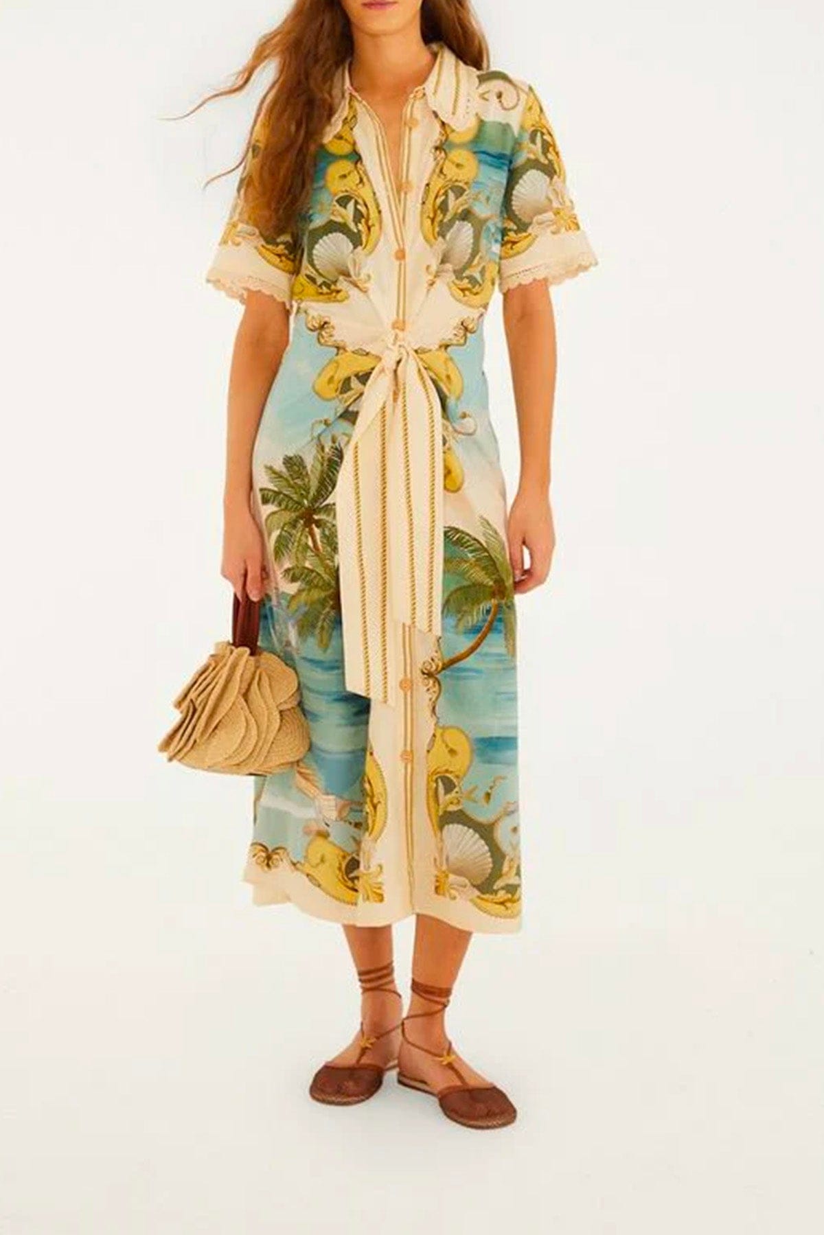 FARM RIO ABITO  MULTICOLOR / XXS Royal sea multicolor midi dress Farm Rio