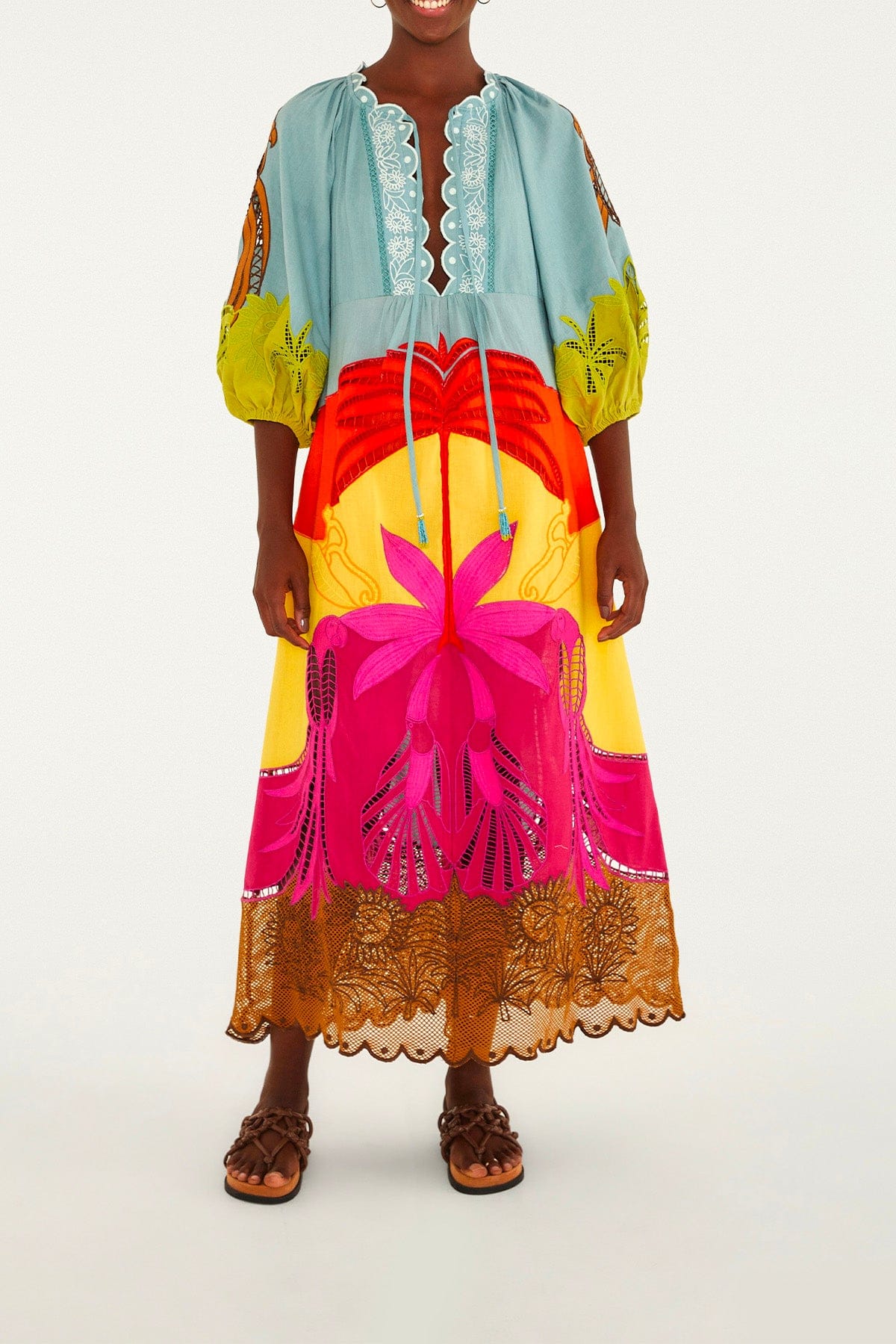 FARM RIO ABITO  MULTICOLOR / XXS Usiacuri multicolor richelieu maxi dress Farm Rio