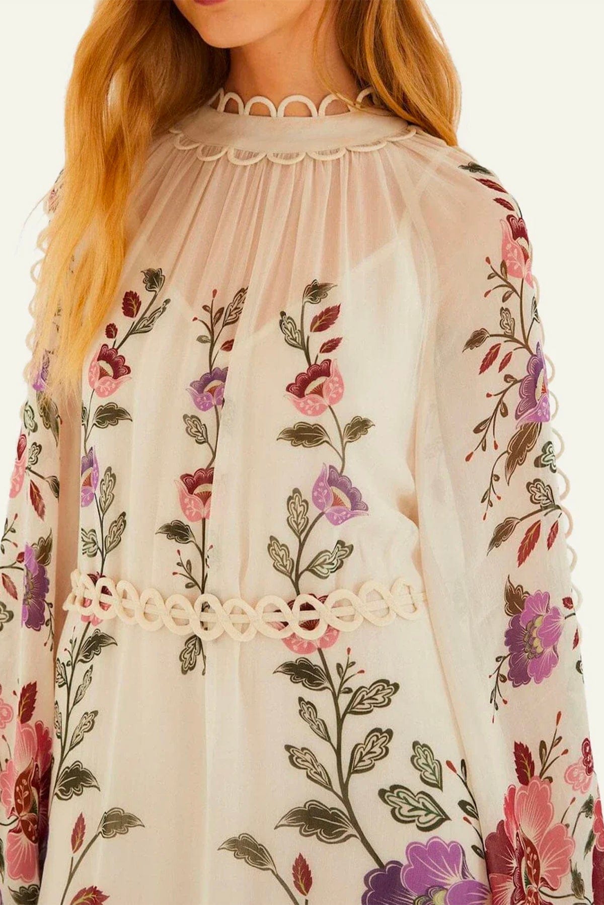 FARM RIO ABITO  Rococo flowers cream mini dress Farm Rio