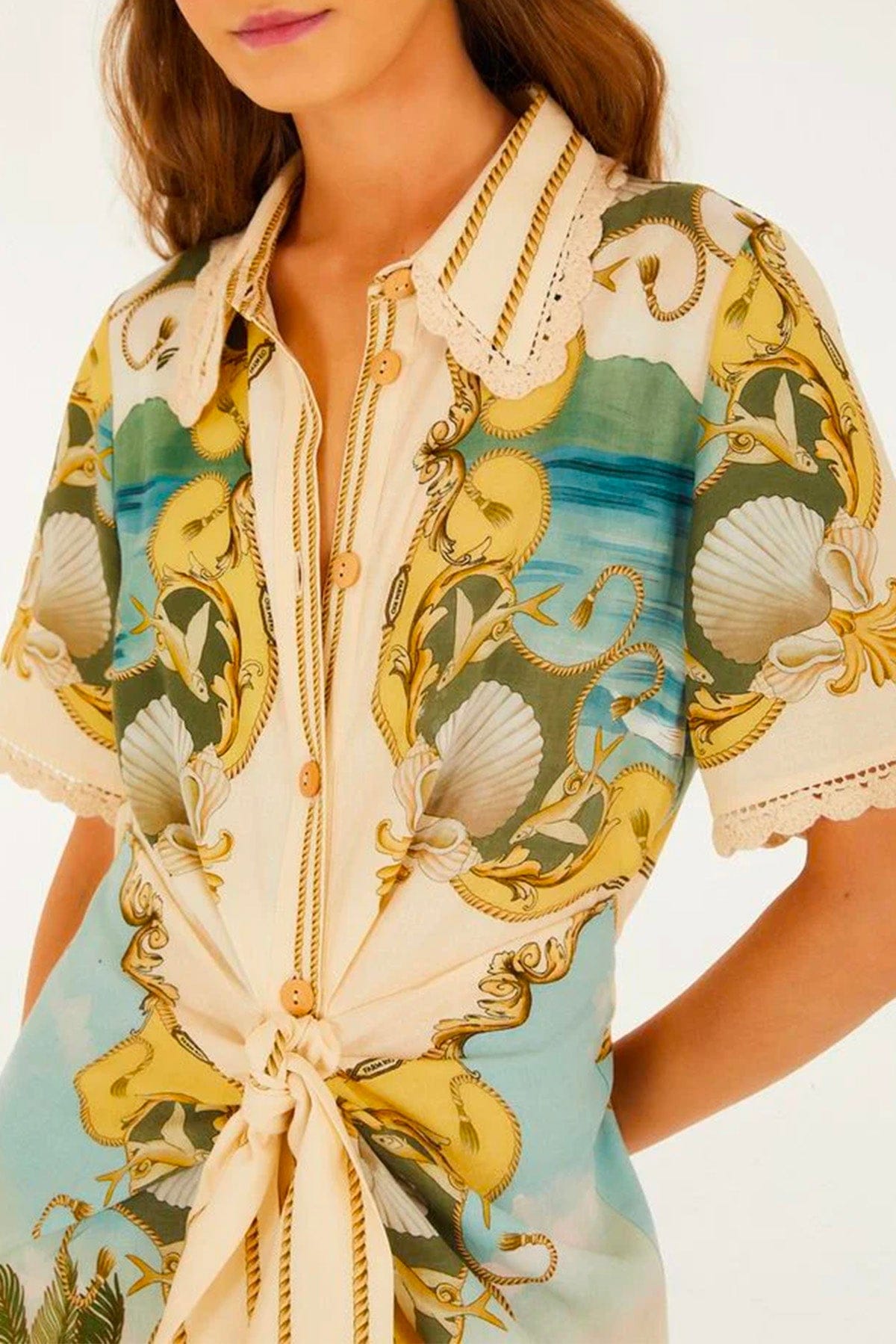 FARM RIO ABITO  Royal sea multicolor midi dress Farm Rio