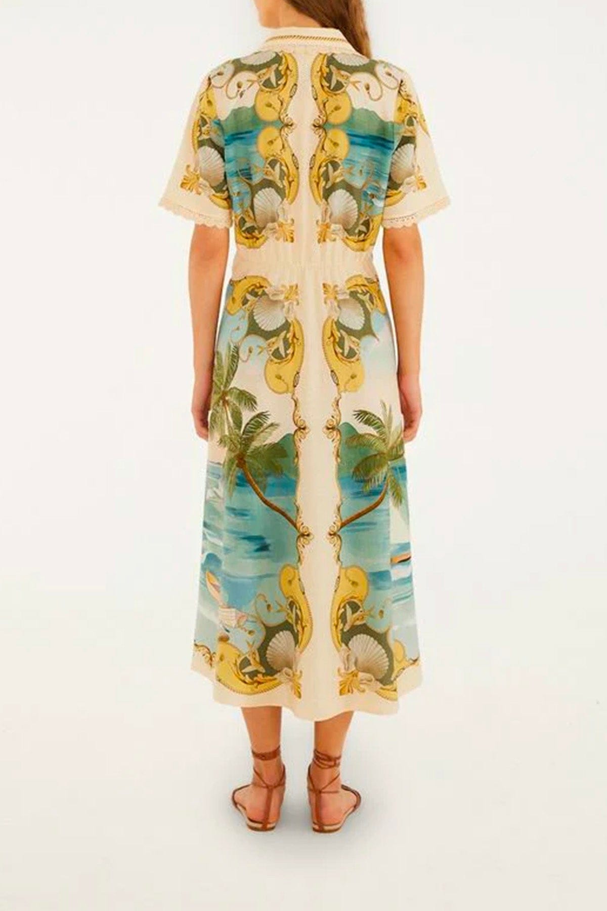 FARM RIO ABITO  Royal sea multicolor midi dress Farm Rio