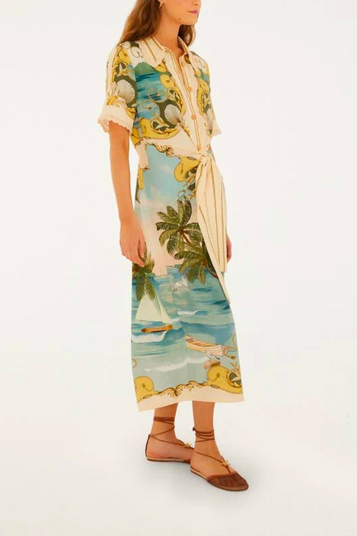 FARM RIO ABITO  MULTICOLOR / XXS Royal sea multicolor midi dress Farm Rio