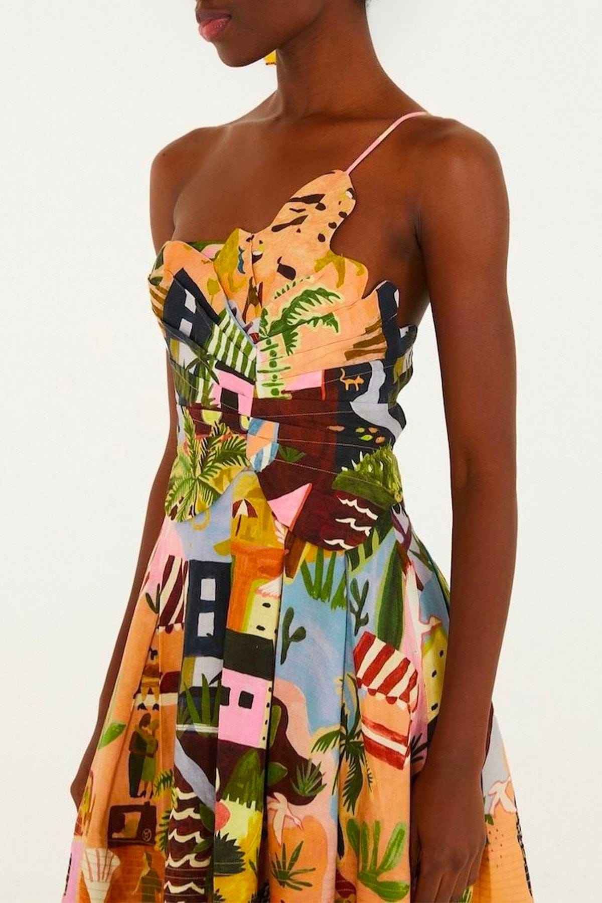 FARM RIO ABITO  COLORE 26098 / XXS Tropical painting multicolor mini dress Farm Rio