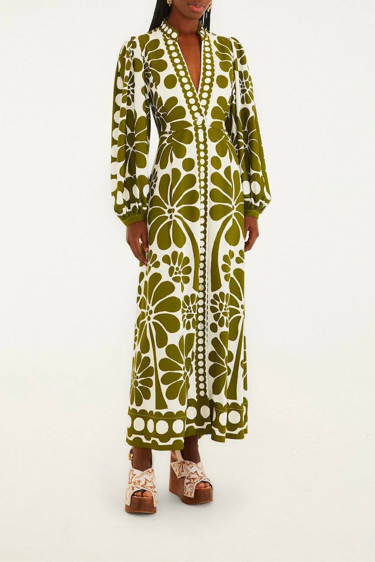 FARM RIO ABITO  VERDE / XXS Palermo green maxi dress Farm Rio