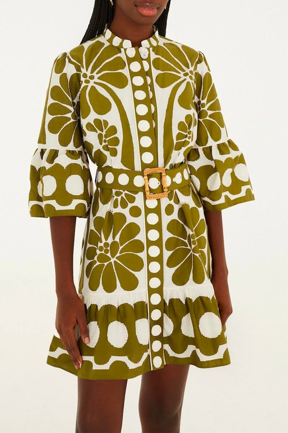 FARM RIO ABITO  VERDE / XXS Palermo green mini dress Farm Rio