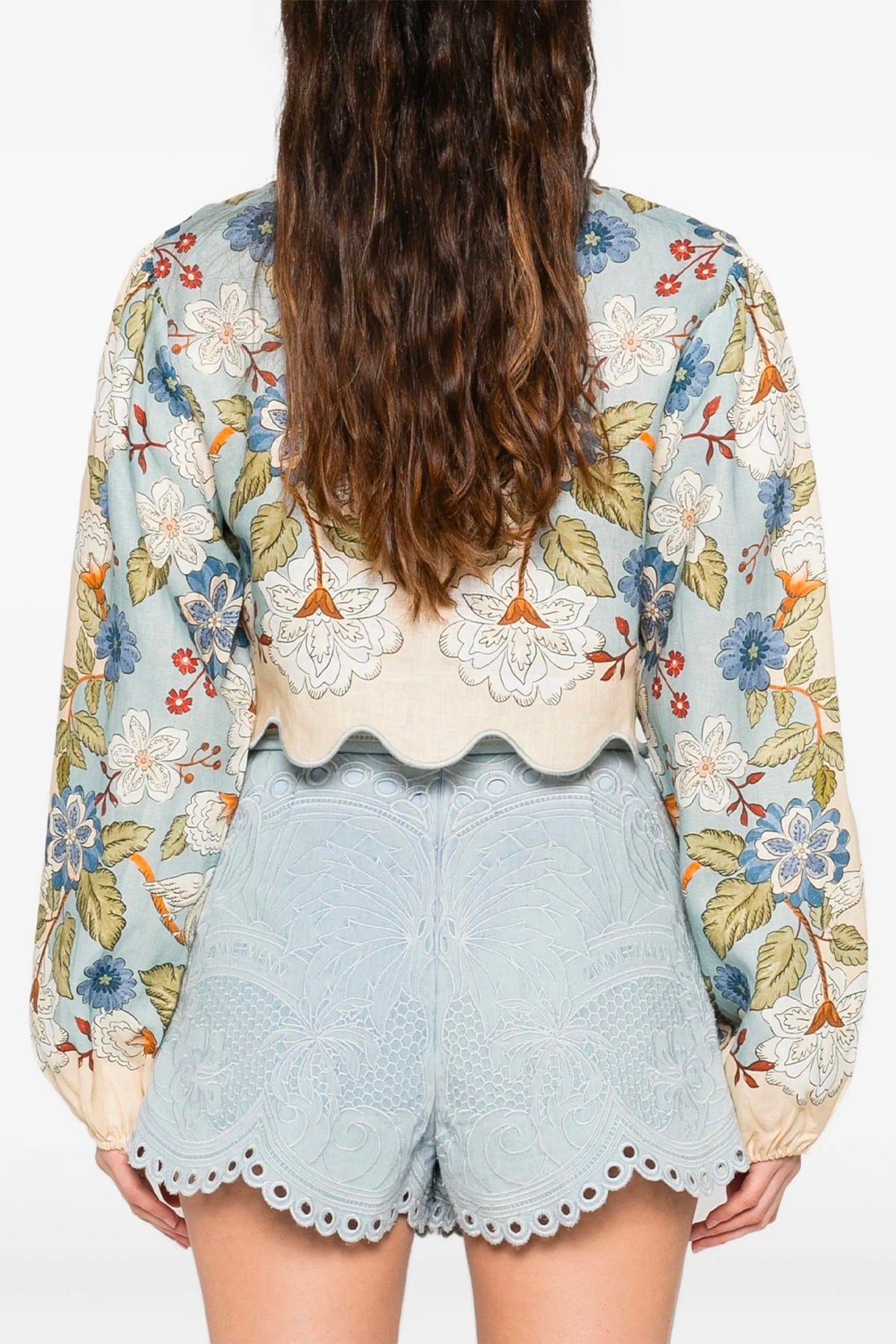 FARM RIO BLUSA Farden scarf blue long sleeve blouse Farm Rio