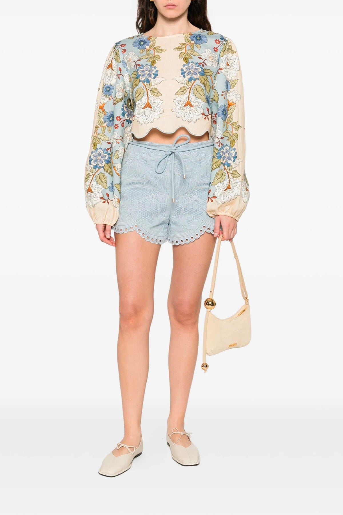 FARM RIO BLUSA Farden scarf blue long sleeve blouse Farm Rio