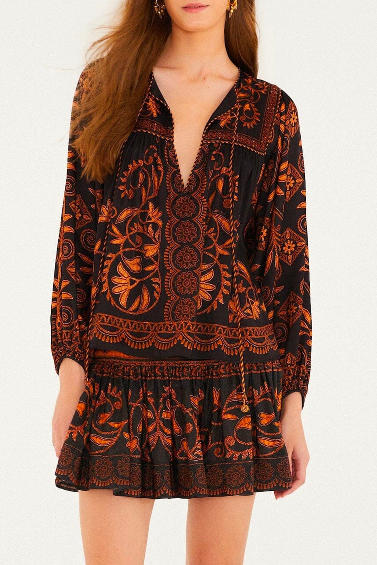 FARM RIO BLUSA FONDO NERO / XXS Cornely ainika black blouse Farm Rio