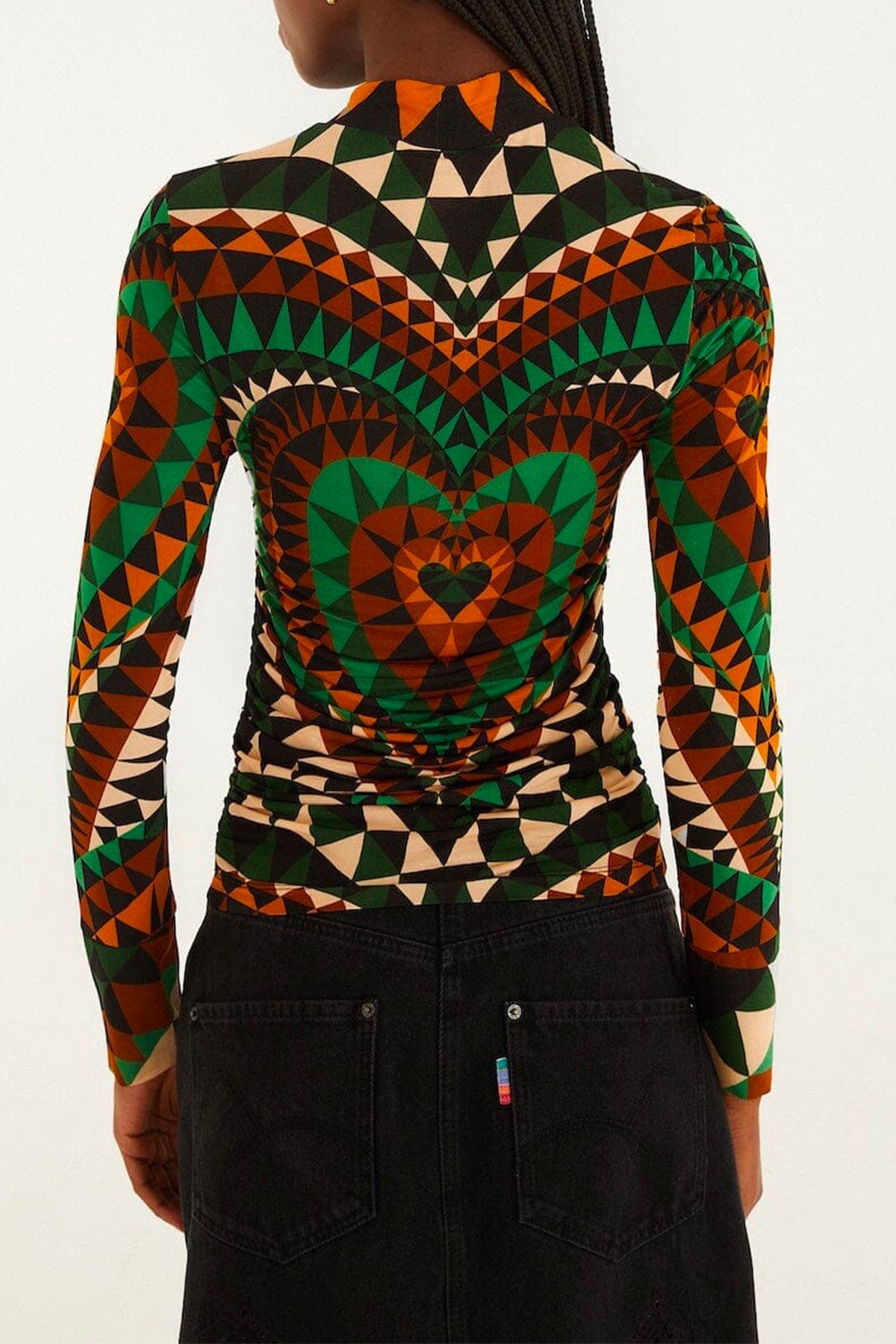 FARM RIO BLUSA Heart deco green jersey blouse Farm Rio